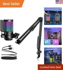 Gooseneck USB Microphone with Quick Mute  RGB Lighting   Ideal for Gamers