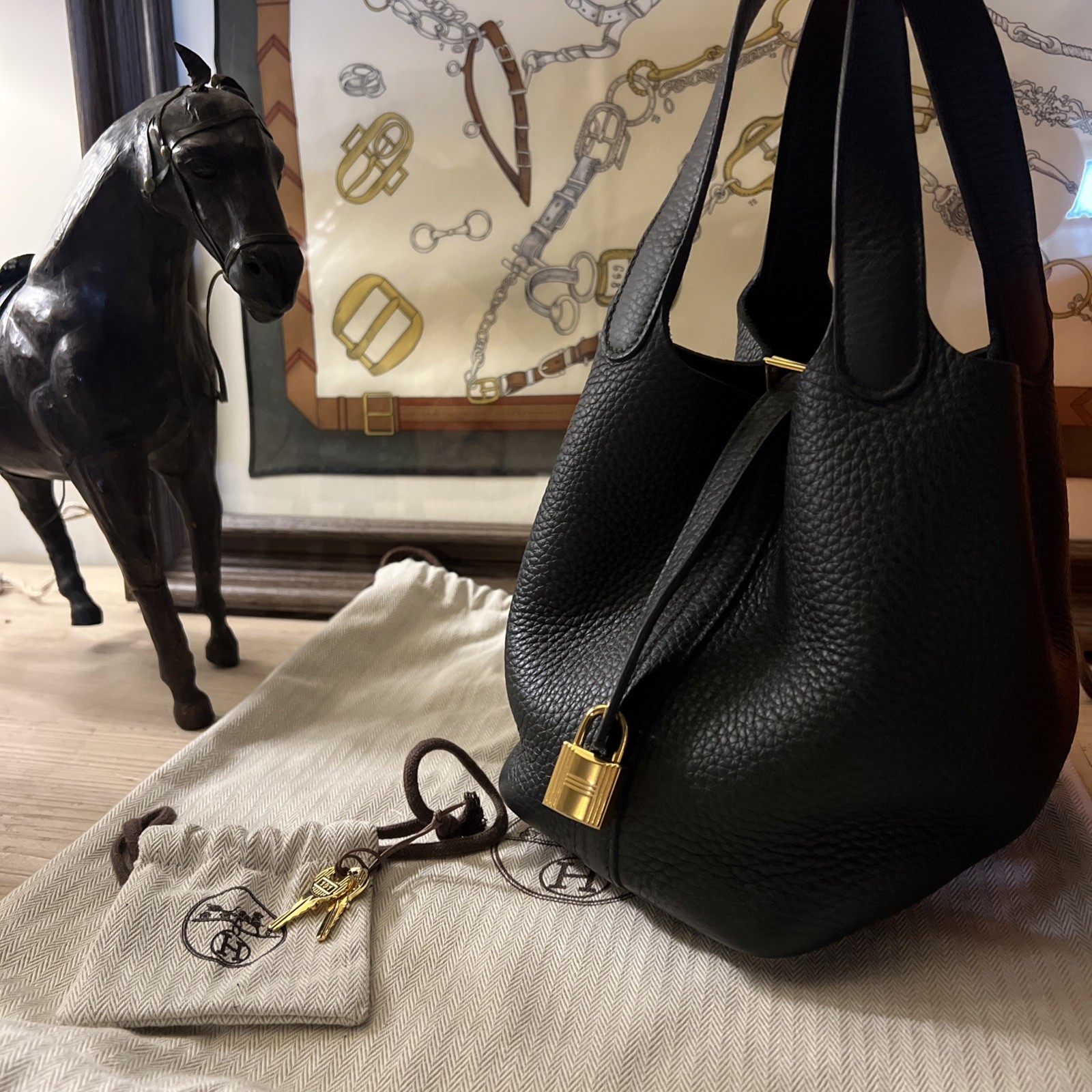 Hermes Picotin Clemence 18 Black With Gold Hardware - Immaculate - Rare! 
