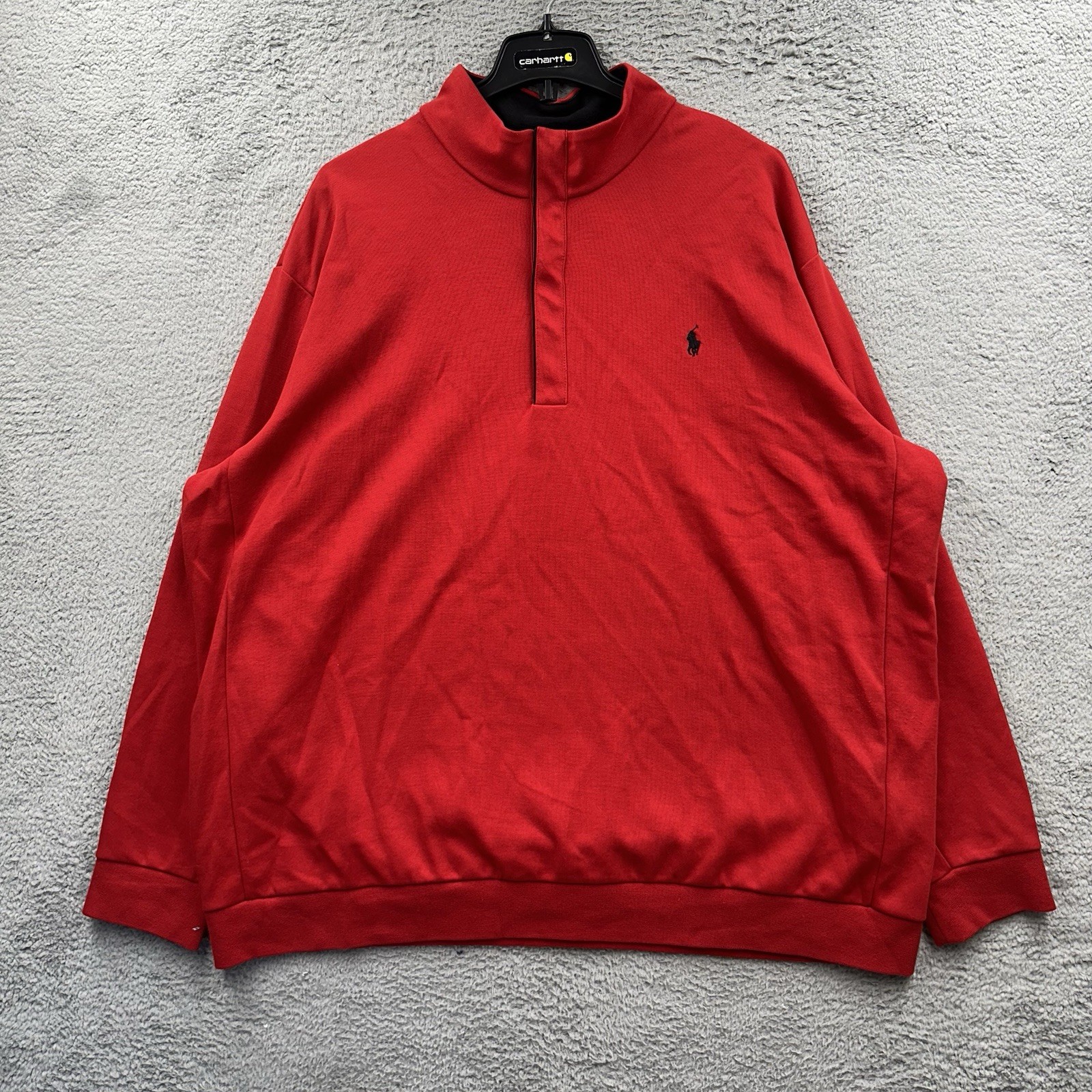 Polo Ralph Lauren Felpa Uomo Rossa 1 4 Collo a Scatto Finto Pony Logo 3XLT Henley
