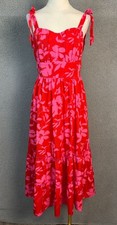 Berylove  Women's Floral Midi Dress Tie Straps Tiered Skirt Multi Size M NWT's.