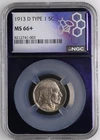 1913 D 5C Type 1 Buffalo Nickel - NGC MS66+ Plus  -  Great Eye Appeal