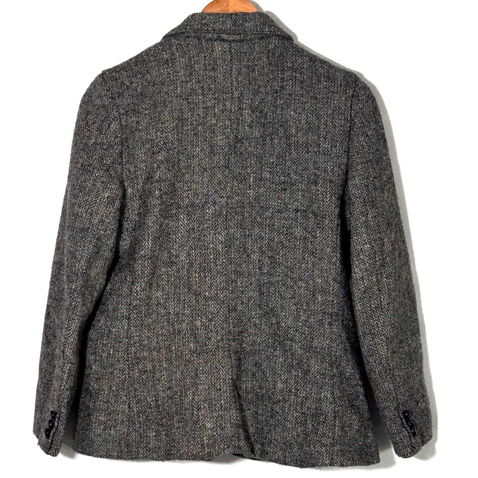 Blazer Harris Tweed Mujer Gris/Marrón Lana Escocés Hecho a Mano EE. UU. Sin Talla De Colección Foto 2 de 4