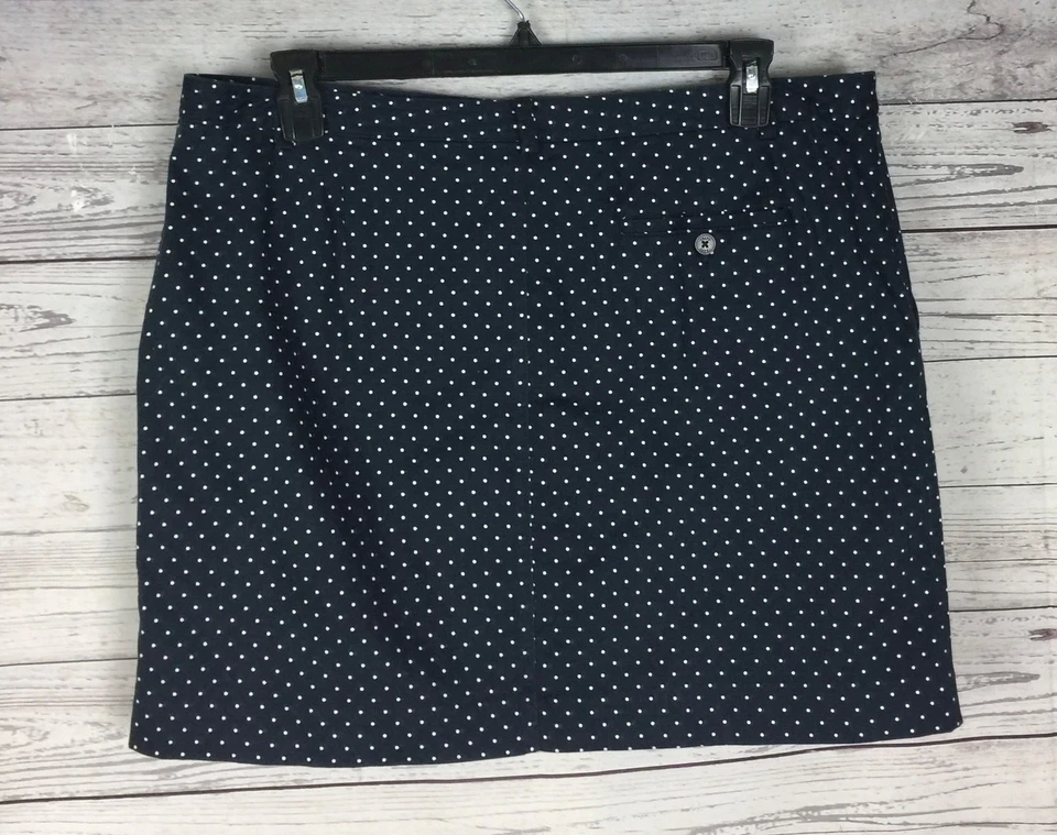 Chaps Women’s Blue White Polka Dot Straight Pencil Stretch Mini Skirt Size 16P - Image 4 of 4
