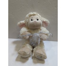 Ganz Serenity Cream Lamb Plush W Crib Cross Necklace Christening Pink Ears