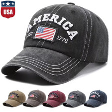 American Flag Baseball Cap Vintage Distressed Patriotic Dad Hat Adjustable USA