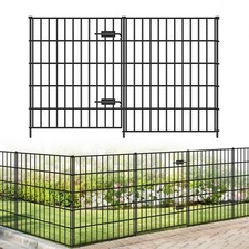 Metal Garden Fence with Gate 33.3in H x 23.3ft L , 1 Gate  9 Panels Dog F...