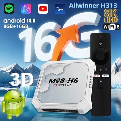 M98-H6 4K Ultra HD Android 14 TV Media Player Live Tv,Sports,Movies and Kid's.