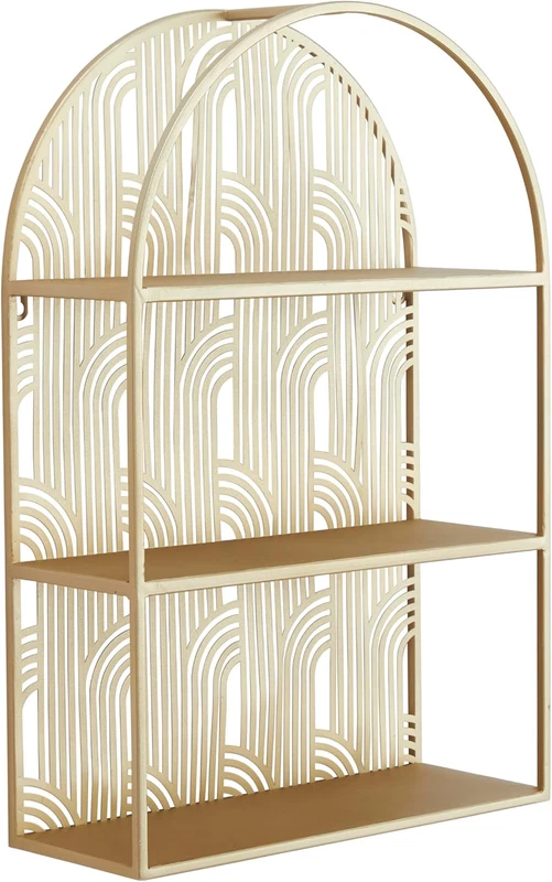 Gold Metal Geometric 3-Tier Arch Wall Shelf