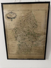 Antique Staffordshire Framed Map. By Robin Morden. Vintage Map.