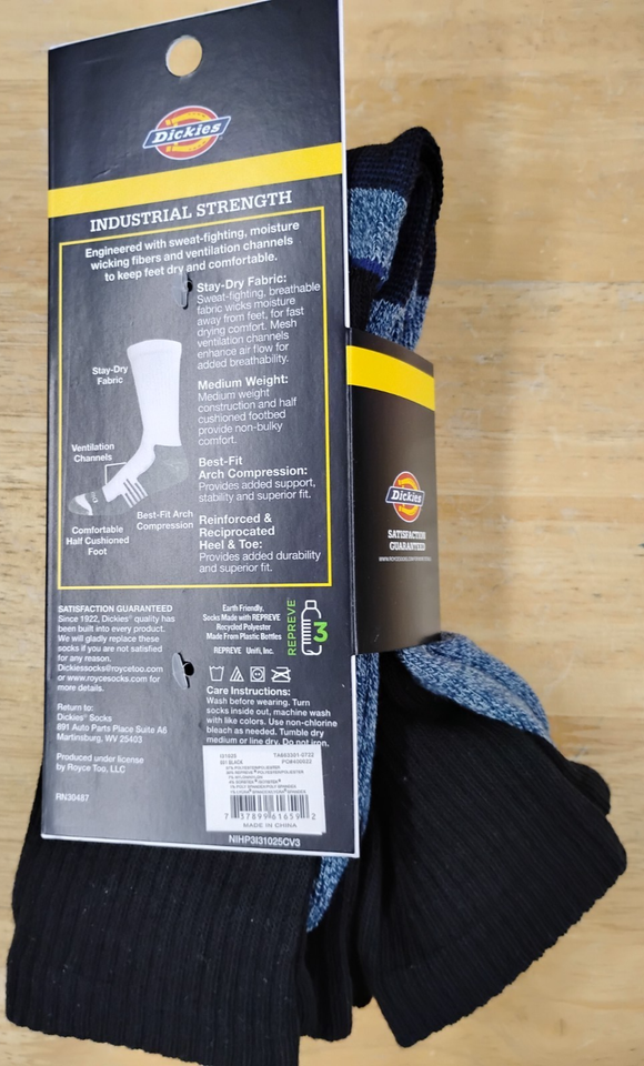 Dickies CUSHIONED Crew Work Socks Werksokken voor heren, business-sokken, maat 39-50, kleurenmix, 43/46 EU