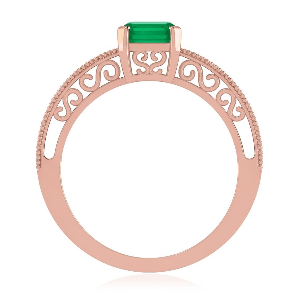 Emerald Cut Lab Grown Emerald Ring 14k Solid Gold – May Birthstone ...