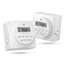 BN-LINK 7-Day Heavy Duty Digital Programmable Timer 120V 60Hz Dual Outlet for...