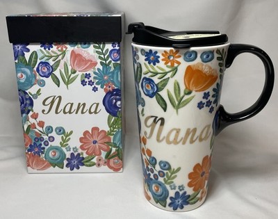 The Perfect Cup Nana Coffee Mug 17 Oz Ceramic Floral Pattern With Decorative Box