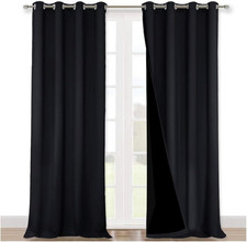 NICETOWN Extra Long Truly Blackout Drapes for 52"W x 108"L Pack of 2 , Black