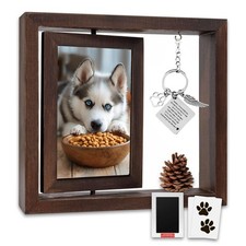 Pet Memorial Gifts for Dogs Cats, Dog Memorial Rotating Wooden Picture Frame ...
