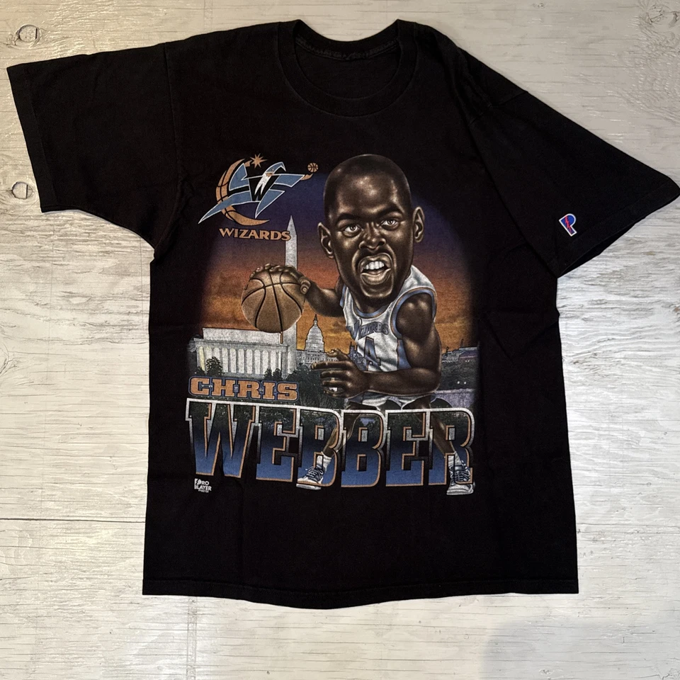 Camisa Caricatura Chris Webber Jugador Profesional NBA De Colección Años 90 Jugador Profesional Washington Wizards Talla L Foto 3 de 4