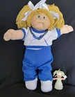 Cabbage Patch Kids 1985 Girl Doll Tan Hair Blue Eyes Blue Jogging Suit Socks