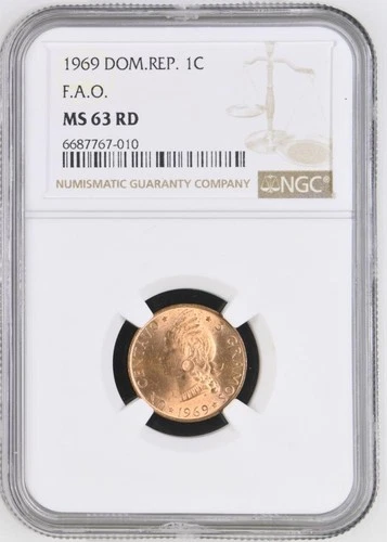 Dominican Republic 1 Centavo 1969 FAO NGC MS 63 RD