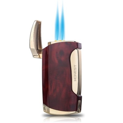 Taschenlampe Feuerzeug Double Jet Flame Zigarre 3 Stück (1er Pack), braune Körnung-e 