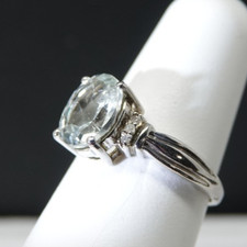 Size 6 1/8 Sterling and Aquamarine Ring