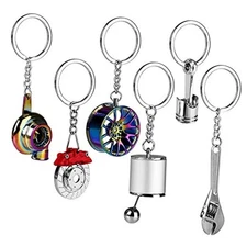 Pcs Auto Parts Metal Key Chain,Turbo,Manual Shift Box,Brake Rotor, Wheel Tire 6