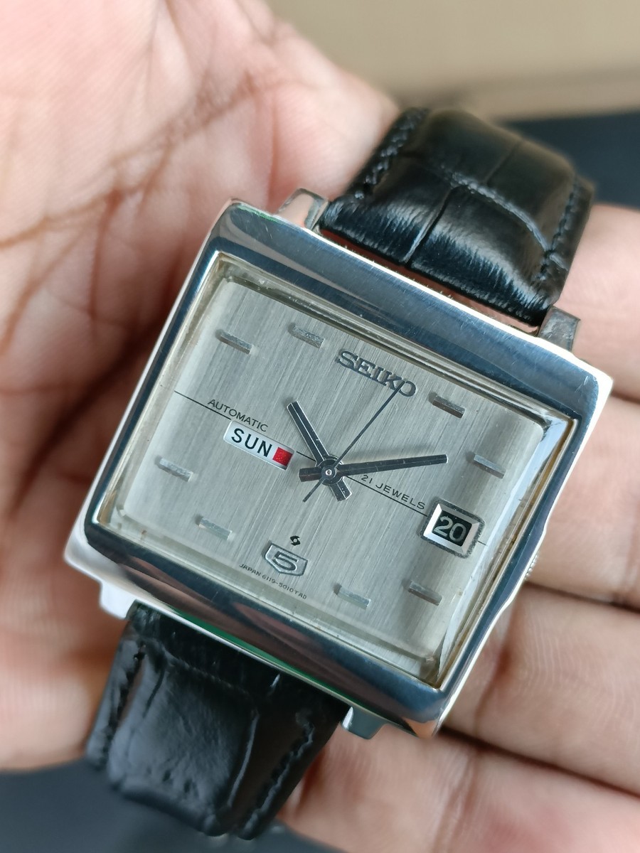 SEIKO5 6119-6010 稼働品 シルバー VINTAGE SEIKO 5 AUTOMATIC 21J SILVER DIAL 6119-5000 JAPAN MEN'S