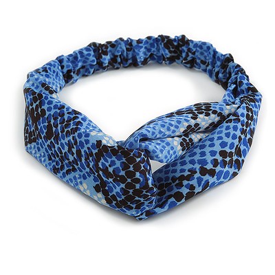 Blau/schwarz Schlangenmuster gedrehter Stoff elastisches Stirnband/Headwrap