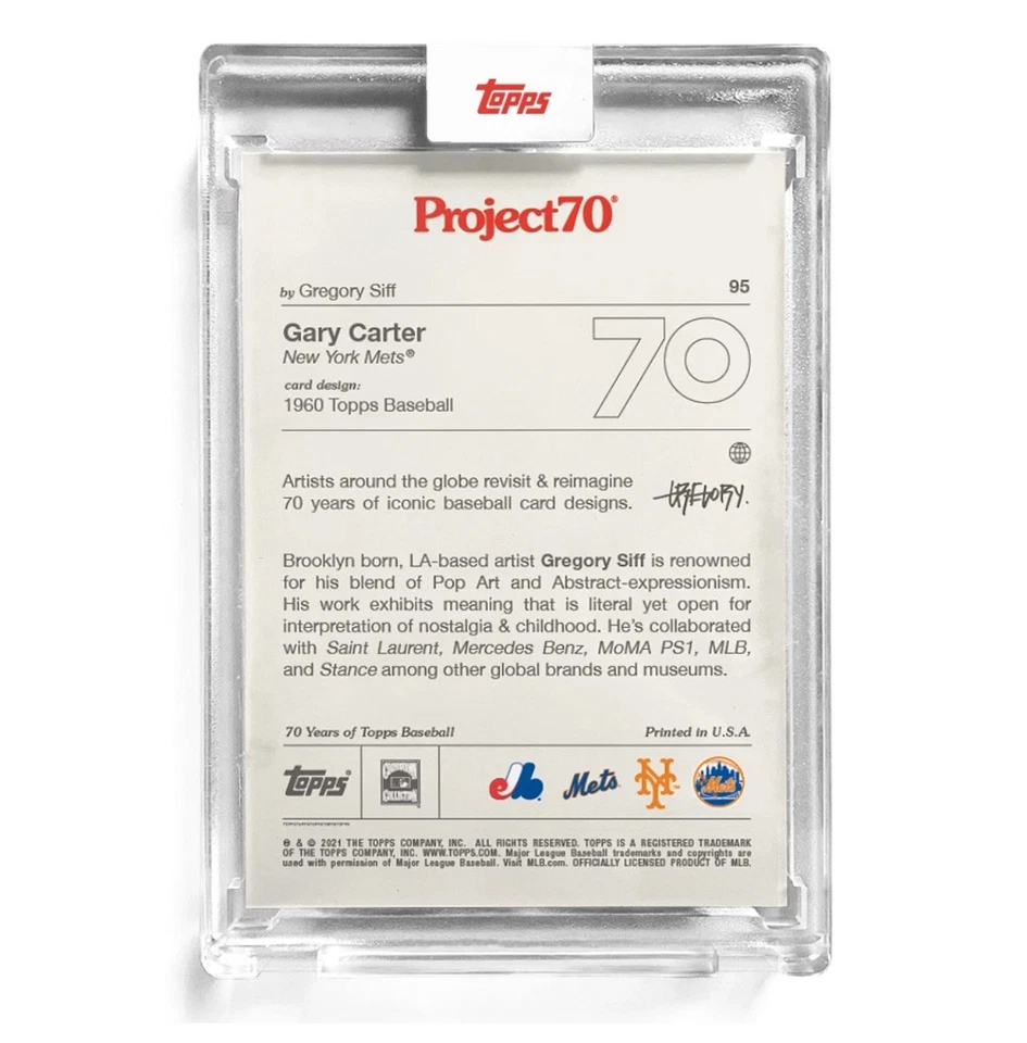 Tarjeta Gary Carter - MLB HOF - 2021 TOPPS PROJECT 70 # 95 - PR 1827 - GREGORY SIFF Foto 2 de 2