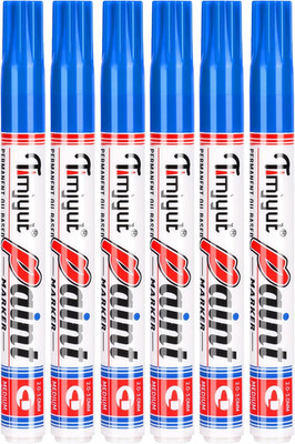 6 Count Blue Paint Pens,Permanent Paint Pens,Never Fade Medium Tip Oil Based Pai