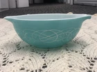 Vintage 1959 Promotional Pyrex Turquoise Aqua Scroll #443 Cinderella Bowl MCM