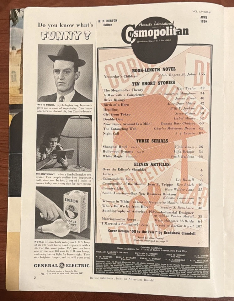 Hearst’s Intntl Cosmopolitan Magazine - June 1939 Issue - Image 4 of 4