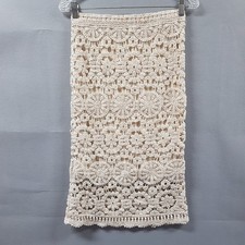 J Gee Crochet Skirt Cream Cotton Womens sz Small Boho Hippie Chic