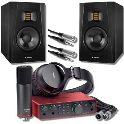 Focusrite Scarlett 2i2 Studio 4th Gen + Adam Audio T8V 8'' Monitors & Cables