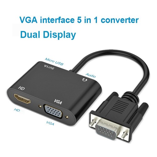 VGA To HDMI Adapter Splitter 3.5mm Audio Video Converter Display Laptop PC TV - Picture 7 of 12