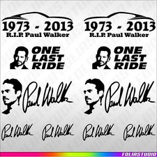 PAUL WALKER Fast And Furious ONE LAST RIDE RIP Autogramm OEM DUB Aufkleber SET