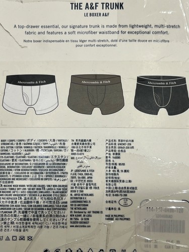 NUEVO CON ETIQUETAS ABERCROMBIE & FITCH Paquete de 3 Ropa Interior Tronco Talla XL Blanca NegraGris Jersey - Imagen 4 de 4