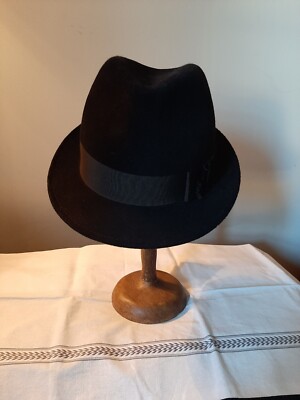 RARE NWT PHILIP TREACY black Felt Velour Fedora Hat 21.6 display picture 1