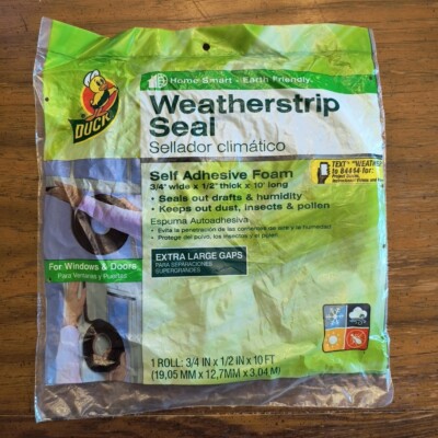 Duck Brand Self Adhesive Foam Weatherstrip Seal Extra Large Gaps Window Door New