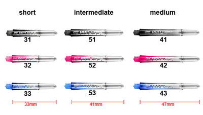 Target Pro Grip Shafts (3Sets/9Shafts) verschiedenen Farben u.Längen