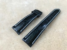  READ  20mm/16mm Genuine Real Ostrich Leather Watch Strap Band - Black Color
