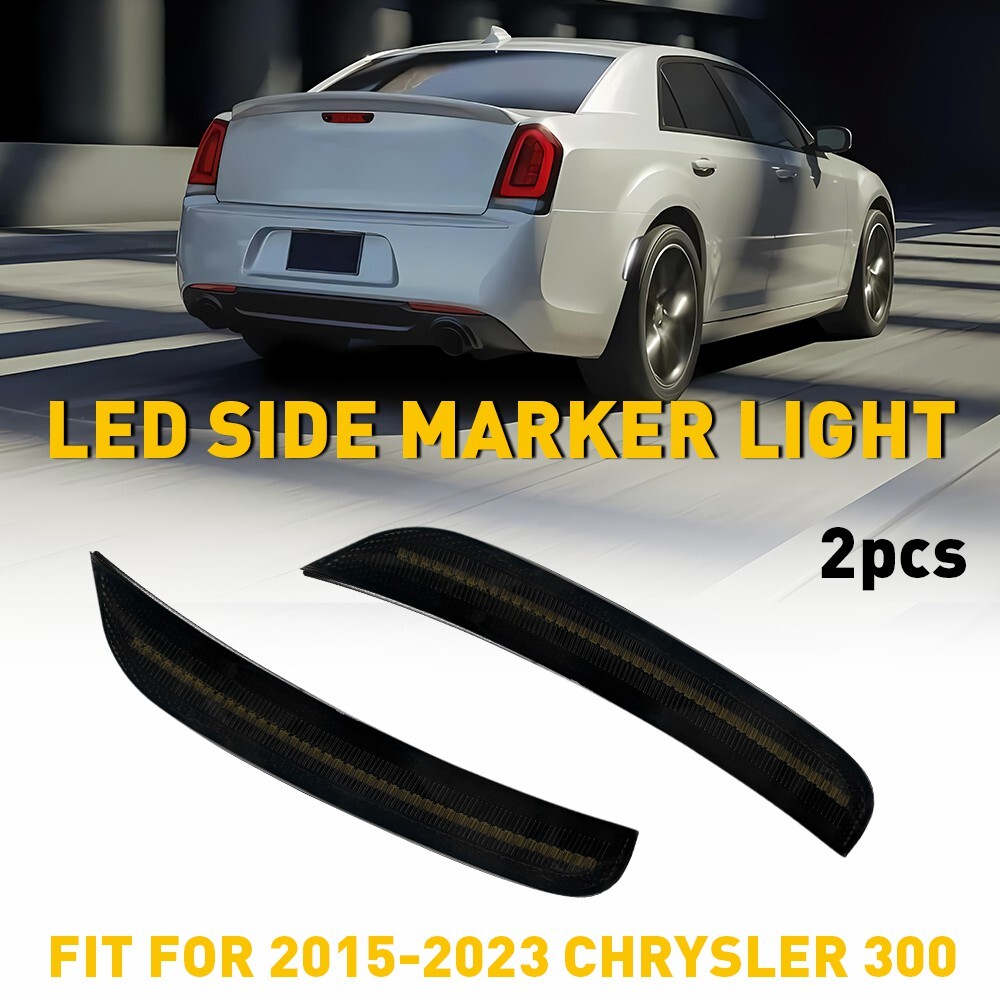 2PCS Smoked LED Bumper Side Marker Lights for 2015-2023 Chrysler 300