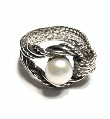 NWOT OR PAZ STERLING SILVER 925 WHITE PEARL TEXTURED RING SZ MADE IN  ISRAEL PZ