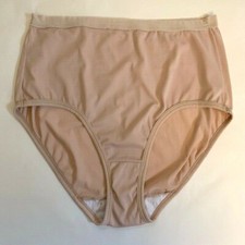 Vintage Warner's Beige Hi-Cut Nylon Stretch Panties. Plus Size 8