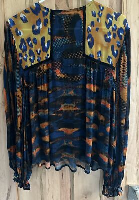 NWT Anthropologie Bl-nk Miranda XS Animal Print Eclectic Peasant