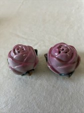 Vintage Ceramic Salt  Pepper Shakers, Pink Roses, Made in Japan
