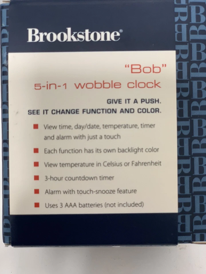 Brookstone Bob 5-In-1 Wobble Clock Silver New In Box Interactive Timer Battery - Image 2 of 3
