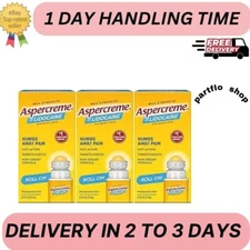 3 Pack - Max Strength Aspercreme 4% Lidocaine Pain Relief Liquid Roll-On,