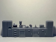 Complete Kitchen Set, HO 1:87 Scale Gray Unpainted