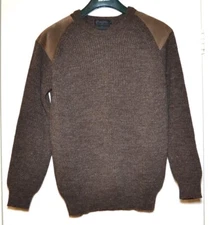 PEREGRINE JG GLOVER Men's Brown Wool Commando Sweater, Large - Made in England