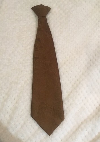 Brown Tan Tie Clip On Clipper Vintage Don Carlo Swirl Pattern Party Wedding - Picture 5 of 9